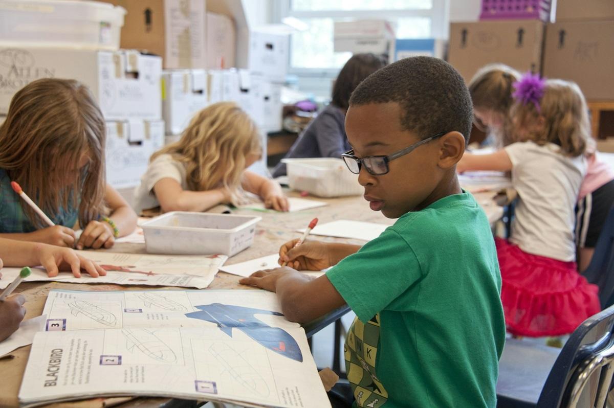 Primary School age Black student in classroom