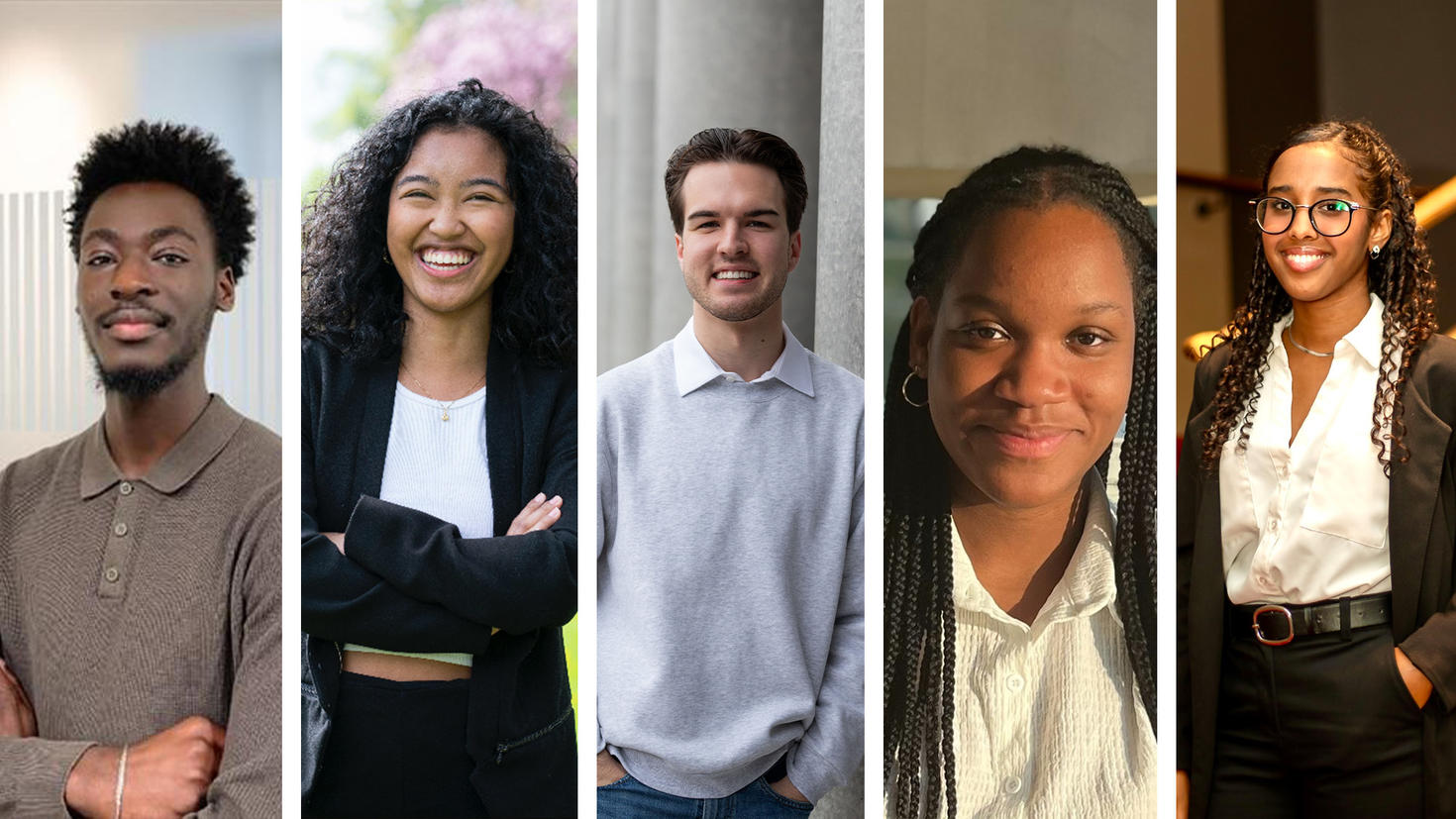 A collage of five students who offer words of advice to new first year students.