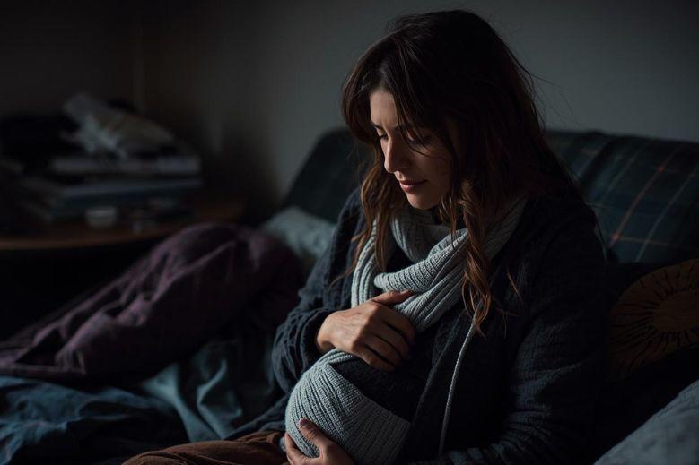 pregnant women sitting on a couch 
