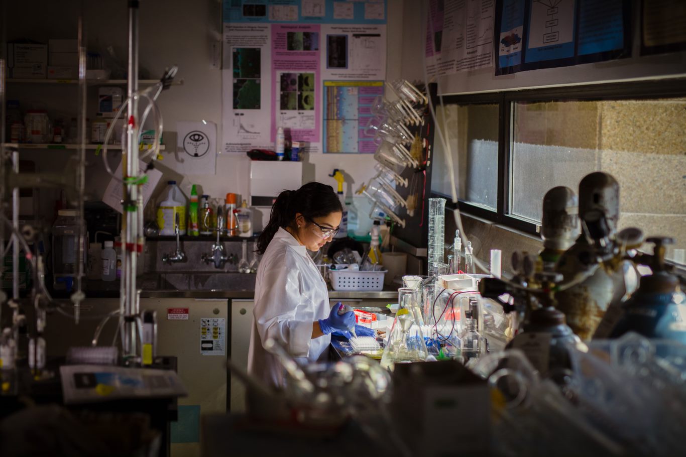 un étudiant travaillant dans un laboratoire