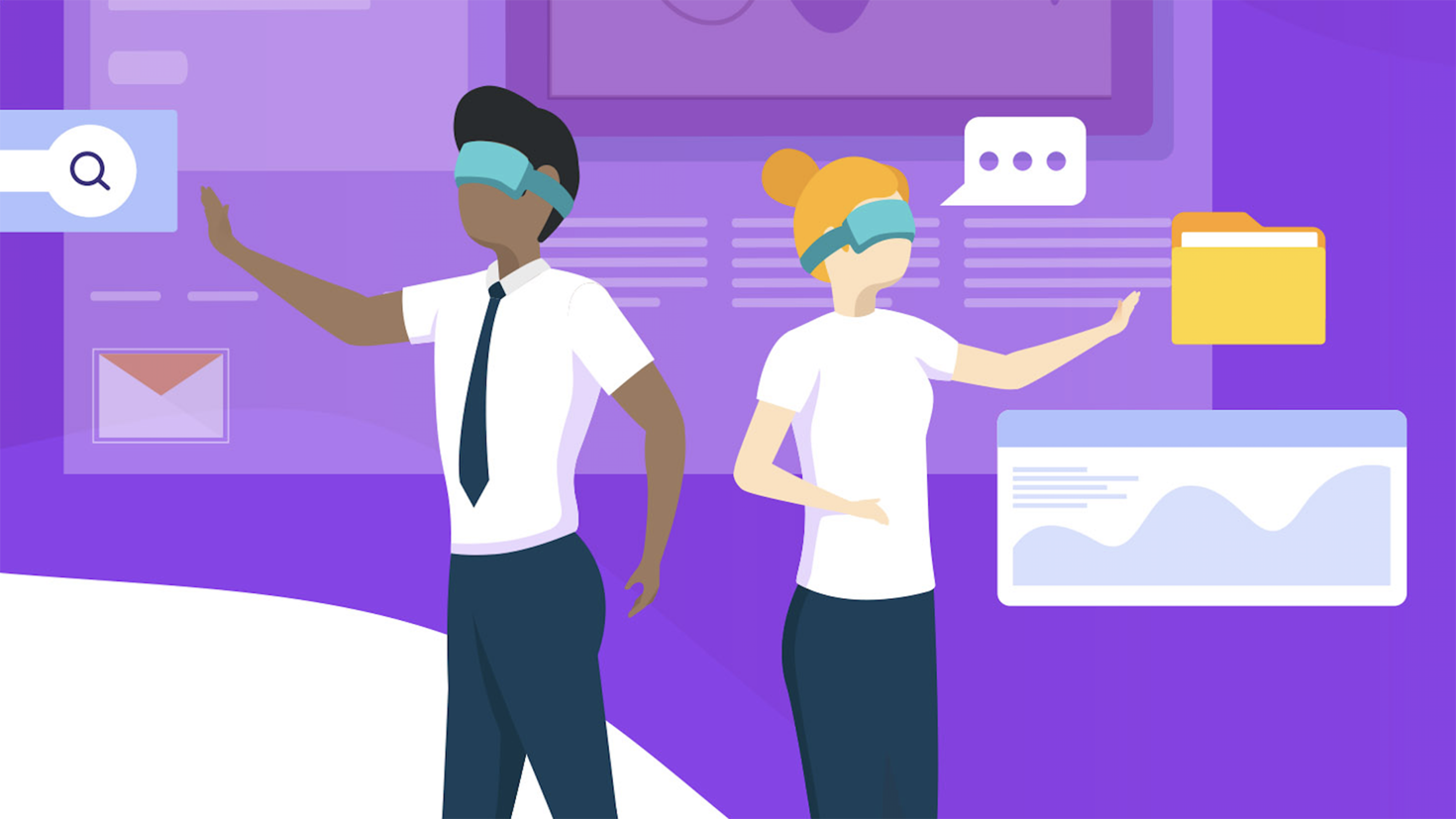 Deux étudiants portent des lunettes de réalité virtuelle