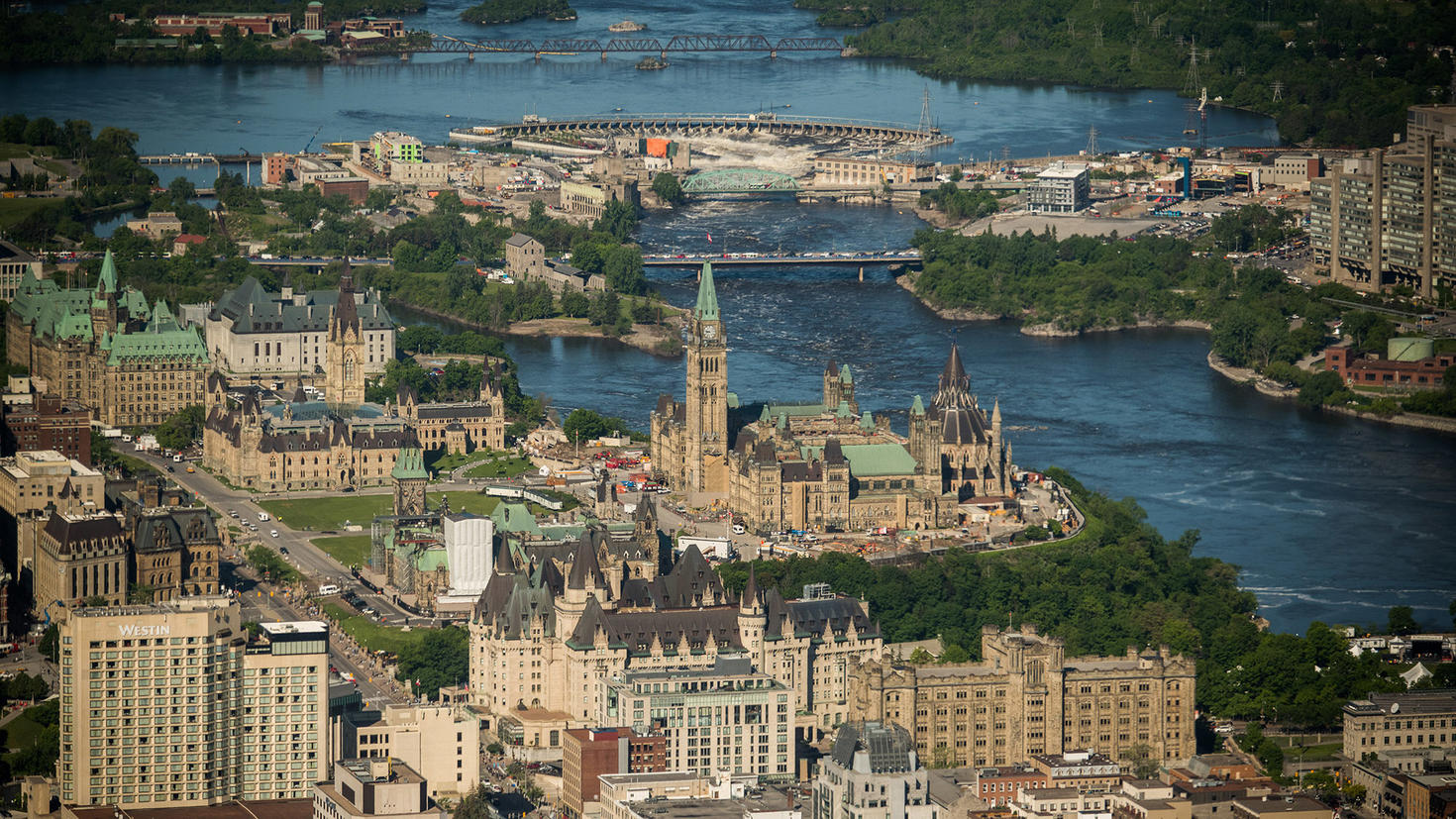 Vue aérienne du Parlement du Canada