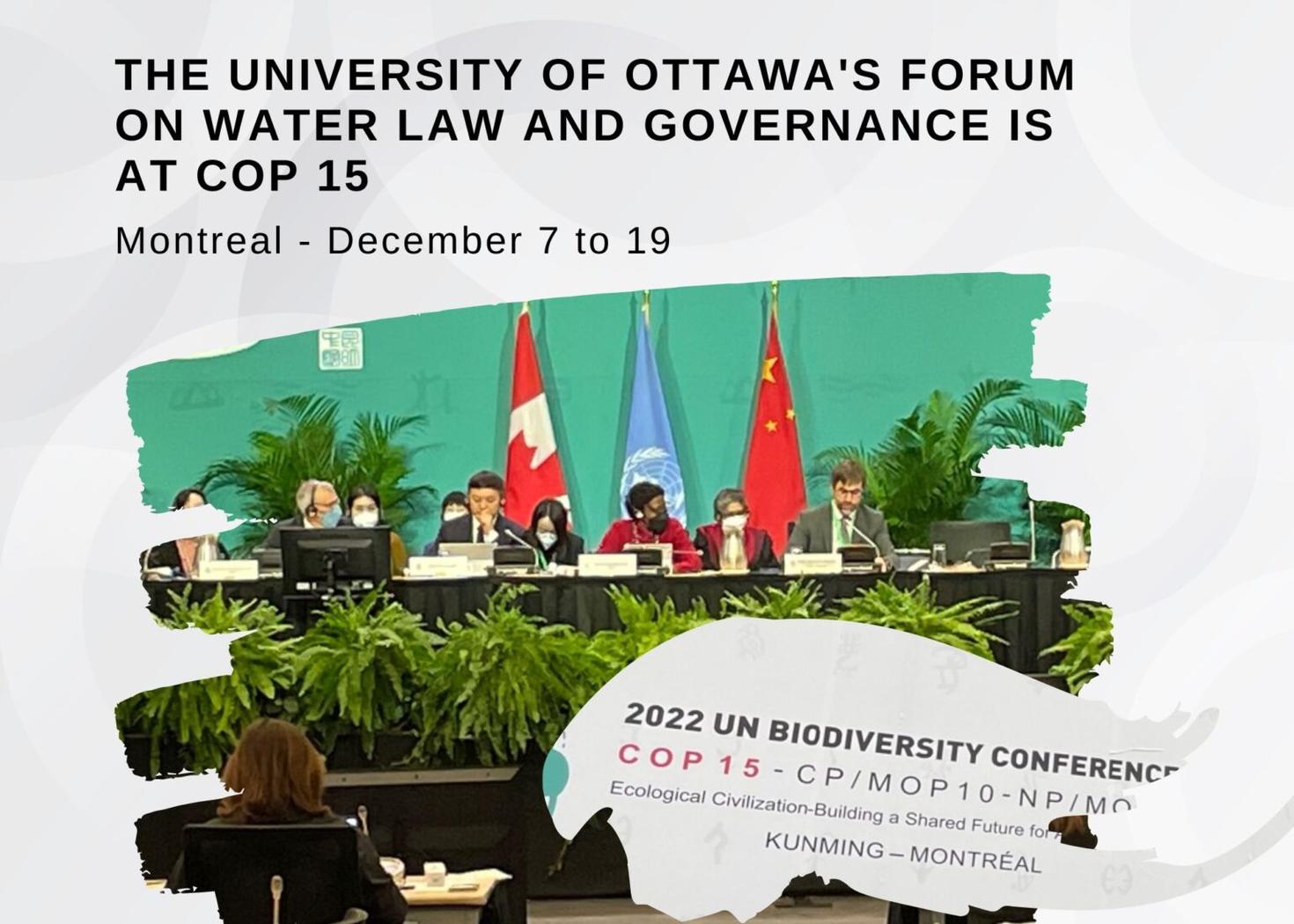 Le Forum de l’Université d’Ottawa sur le droit et la gouvernance de l’eau est à la COP 15 qui se déroule à Montréal du 7 au 19 décembre.