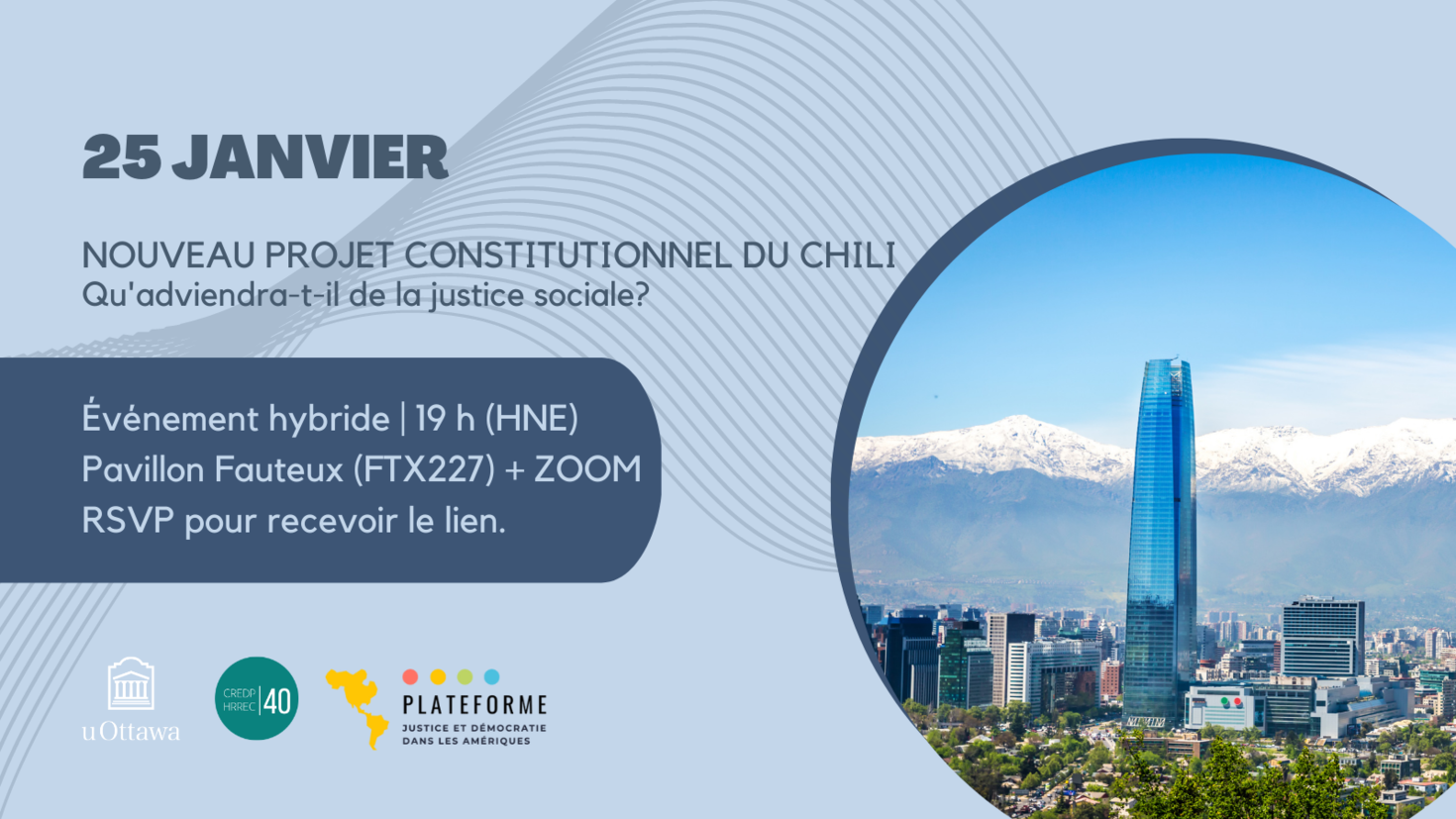 Événement hybride le 25 janvier 2023 sur le nouveau projet constitutionnel du Chili.