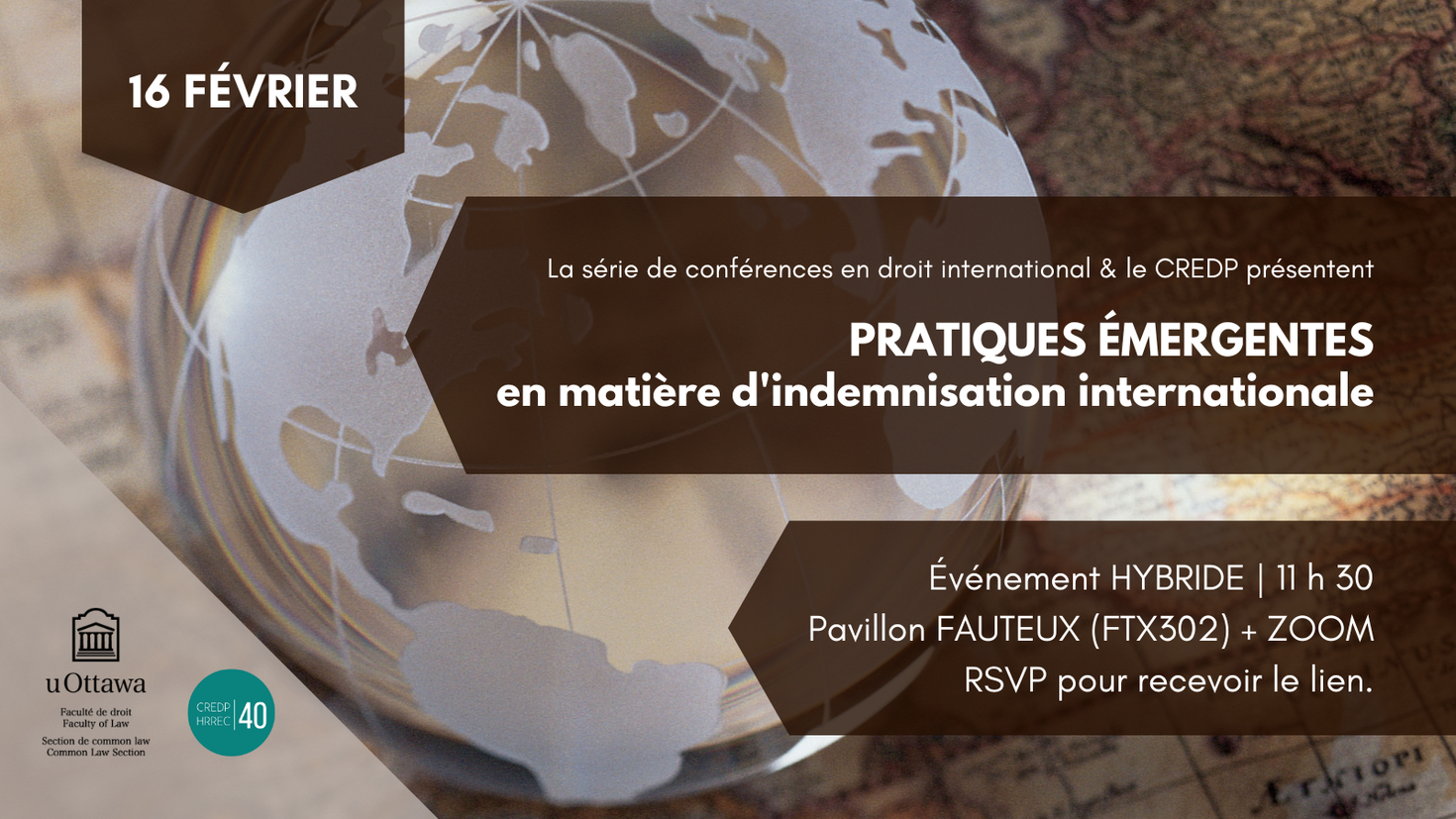 Événement hybride du 16 février : Pratiques émergentes en matière d'indemnisation internationale
