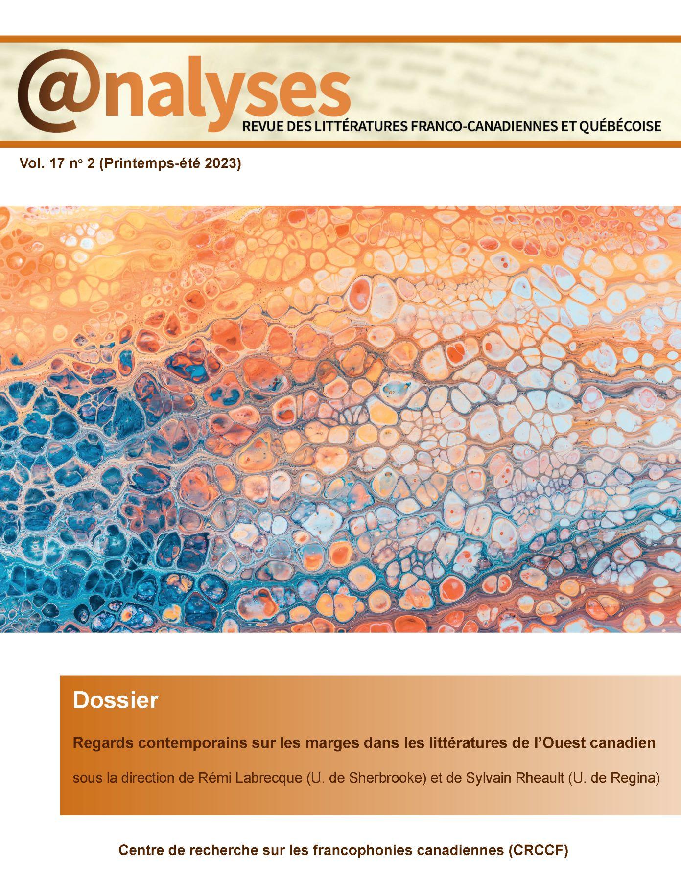 Couverture de la revue @nalyses avec une image abstraite orange et bleue qui évoque un tissu cellulaire