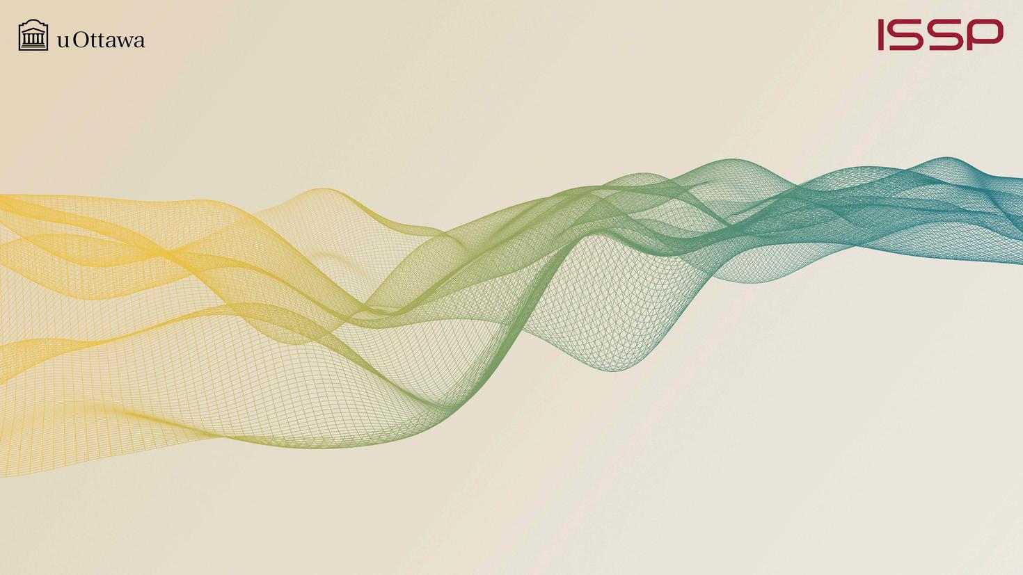 An abstract image of multicoloured sheets of mesh floating.