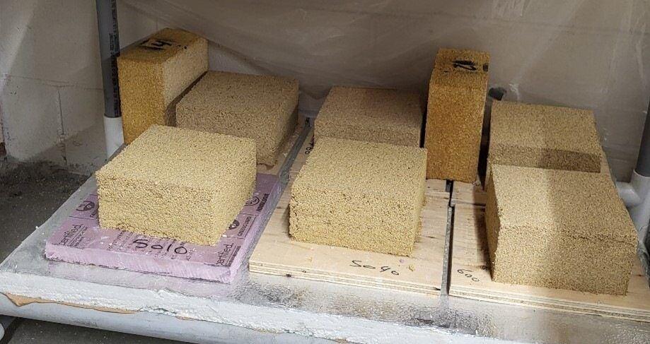 Échantillons de béton de chanvre