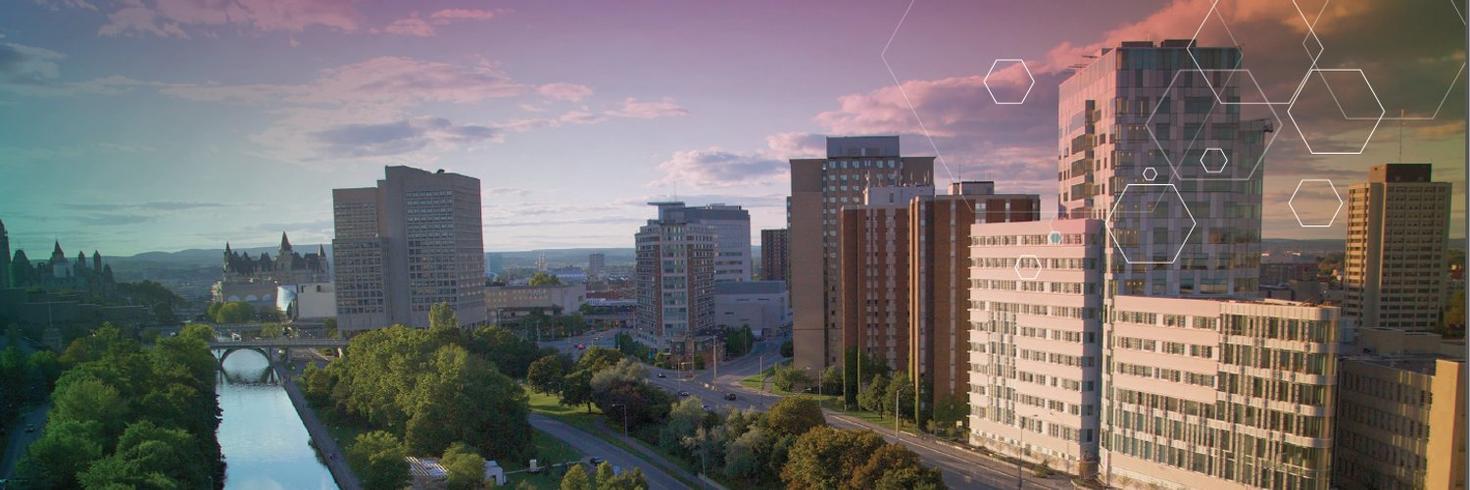 Vue du campus de l'Université d'Ottawa et du canal Rideau.