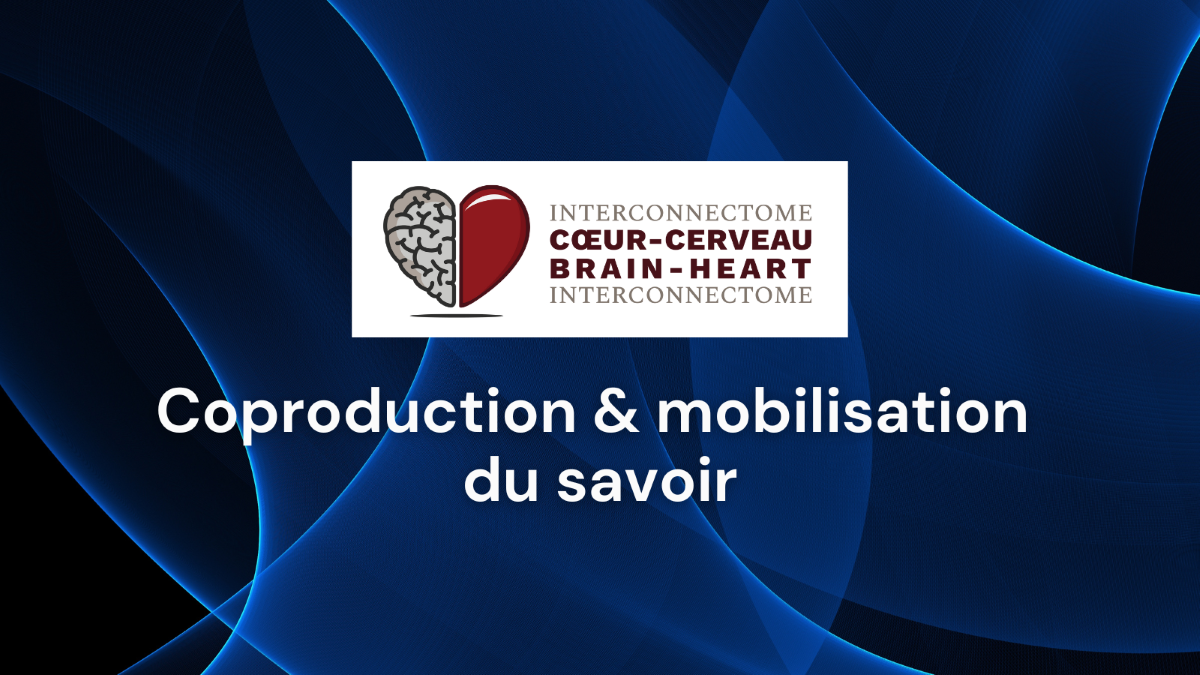 Fond bleu foncé avec le logo BHI au milieu avec le texte « Webinaire sur la coproduction et la mobilisation des connaissances ».