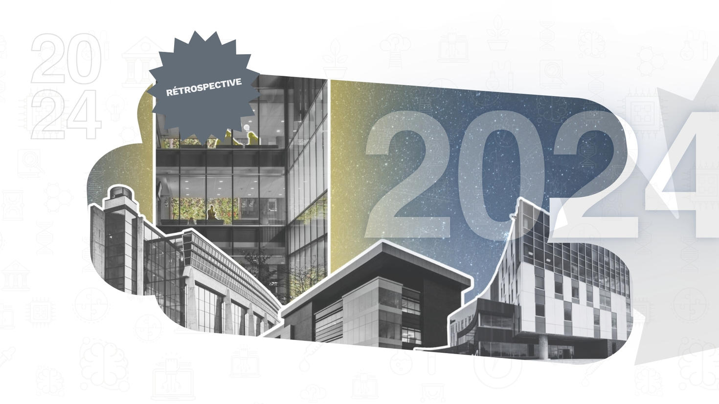 Graphique du CVRRI des bâtiments du campus de l'Université d'Ottawa dans le style de 2024 Wrapped de Spotify