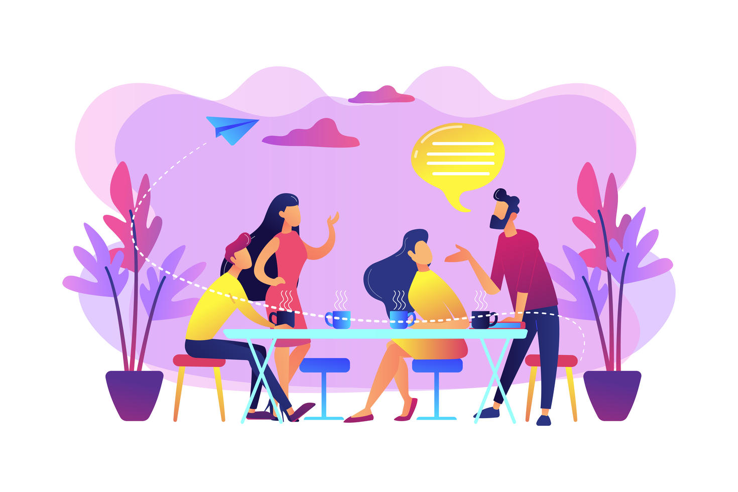 Illustration of a group of people having a conversation