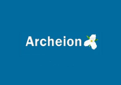 Logo de la plateforme Archeion (sur fond bleu).