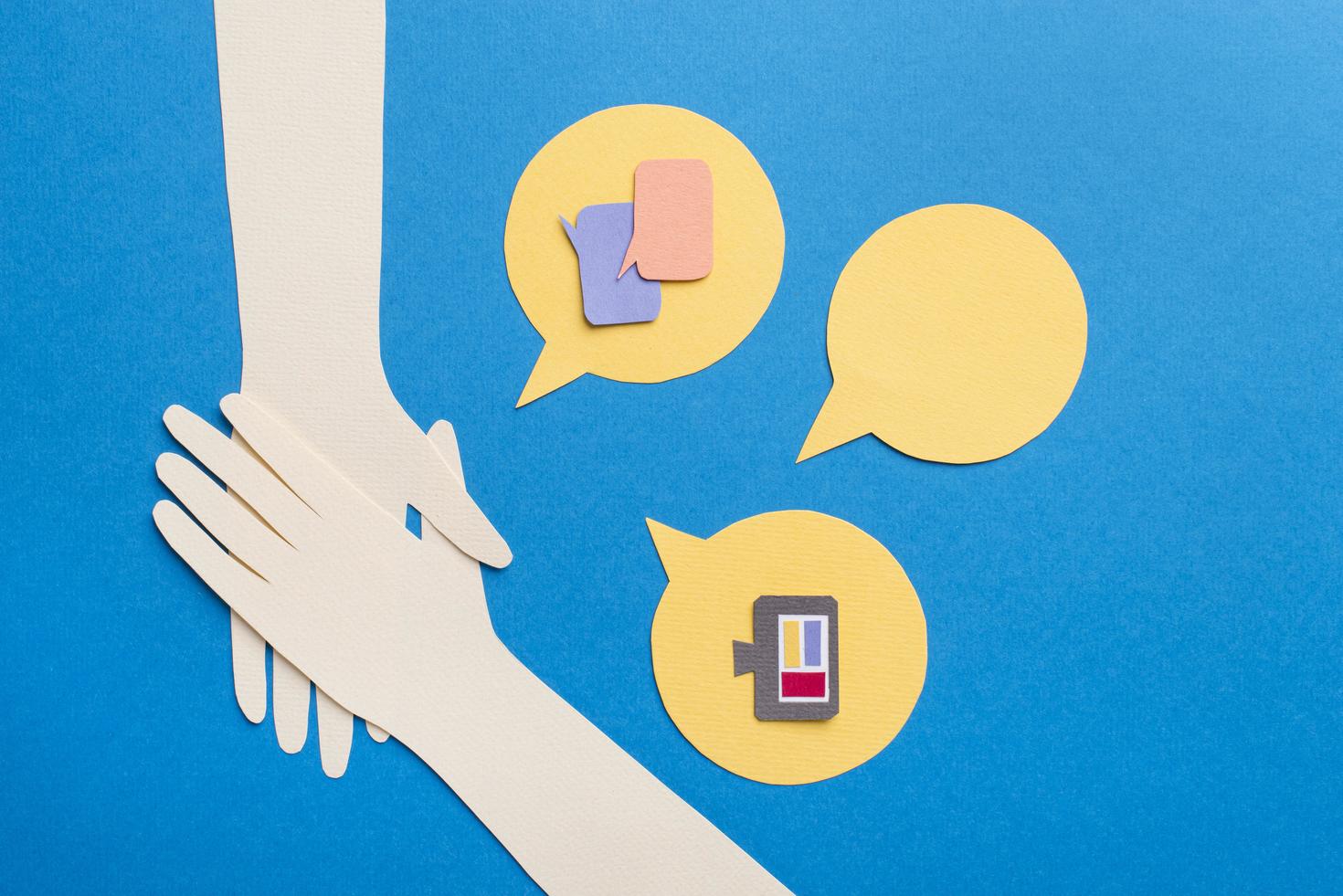 social media concept with hands shape