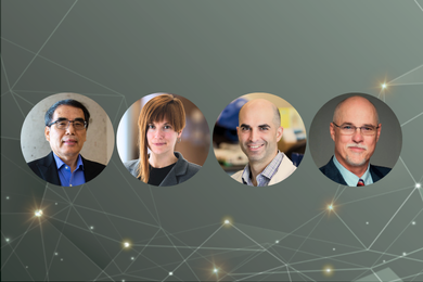 De gauche à droite, récipiendaires du Fonds d'Innovation 2025 Zenghu Chang, Constance Crompton, Pierre Mattar et Michael Rudnicki.