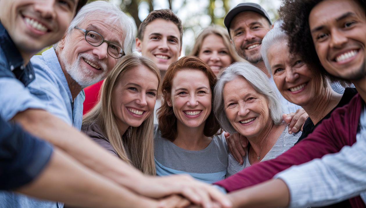 Groupe diversifié de personnes de tous âges et de tous horizons souriant ensemble.