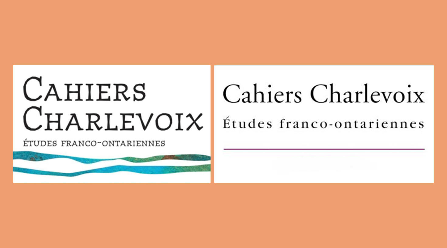 Logos des Cahiers Charlevoix, sur fond abricot.