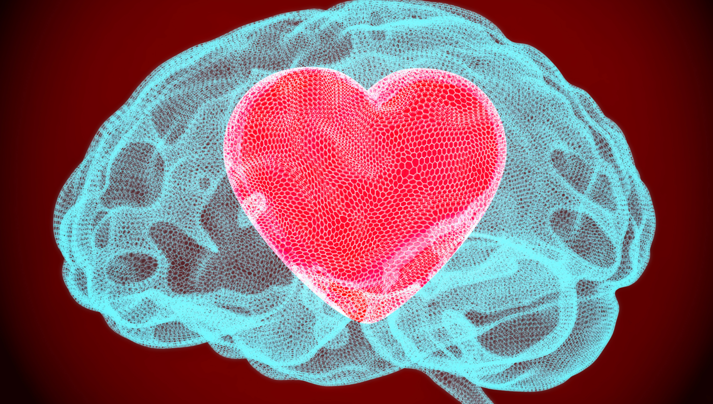Graphic of a brain with a heart inside of it.