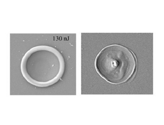 Image of a perfectly round ring next to thinner ring with a dot in the centre 