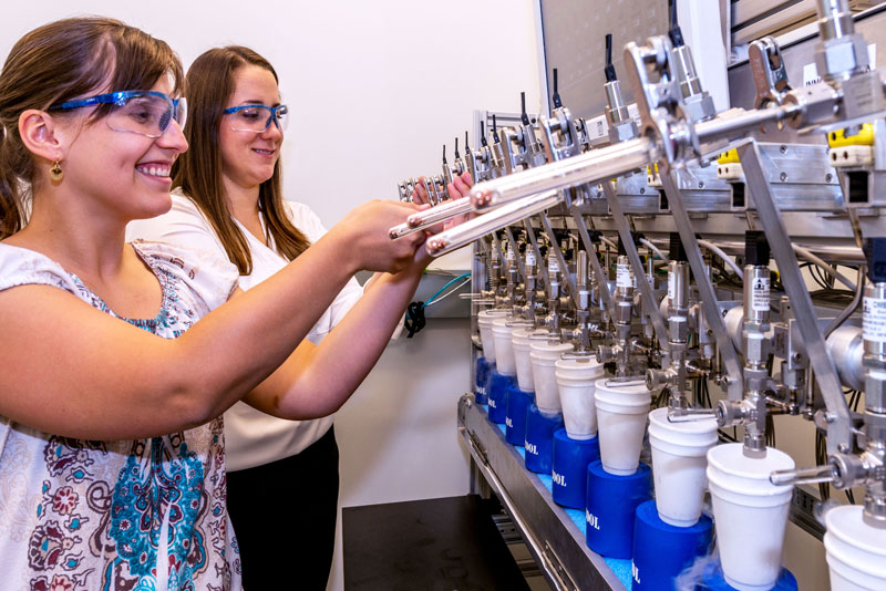 Two students engaged in the training program