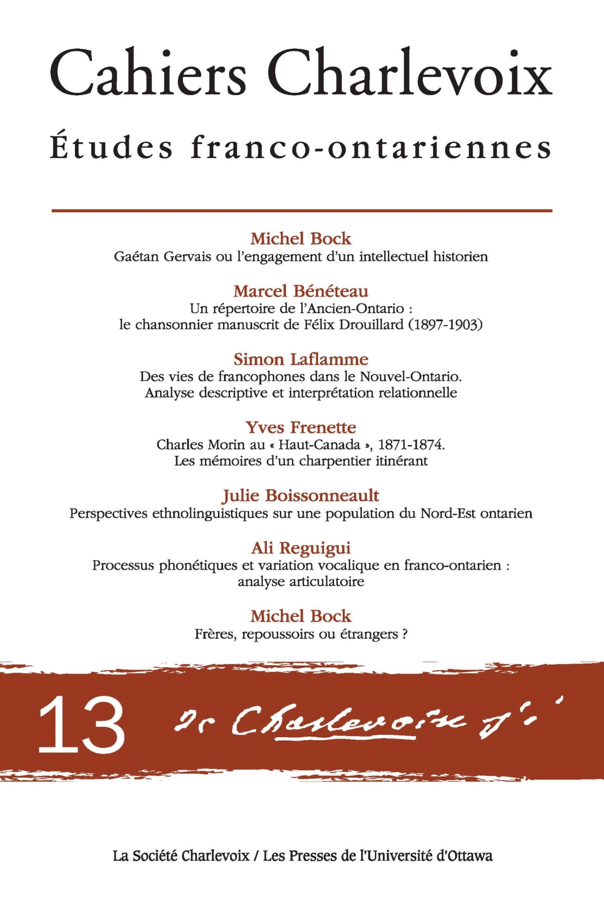 Couverture des Cahiers Charlevoix 13