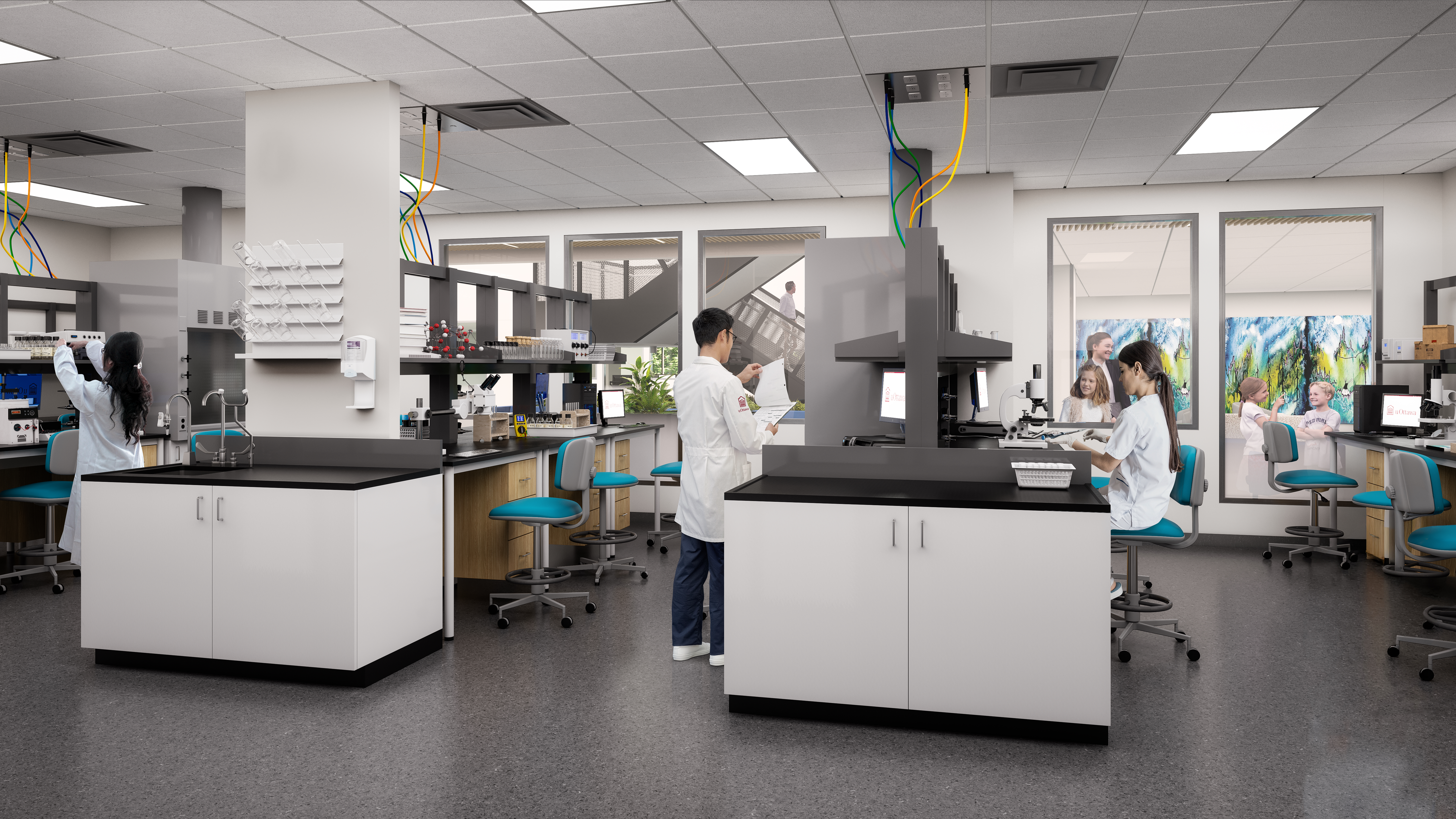 Rendering of a lab in the Advanced Medical Research Centre