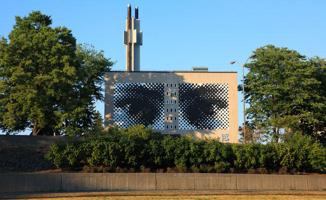 The mural Les Yeux on the MacDonald hall