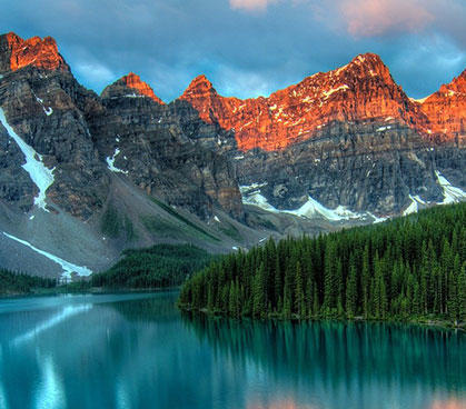 view of Canadian landscape mountains and lake