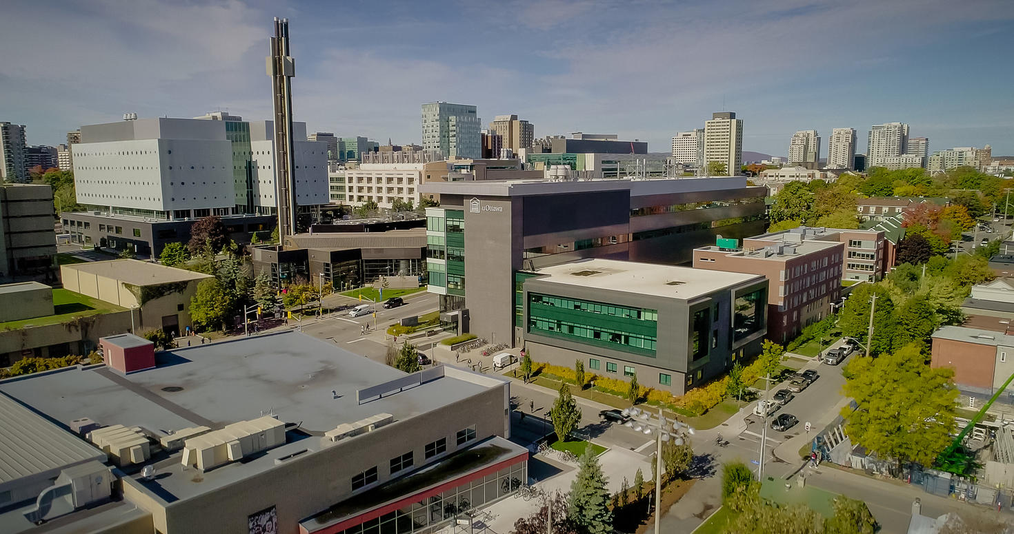 Aerial shot of the science buildings on uOttawa's downtown campus