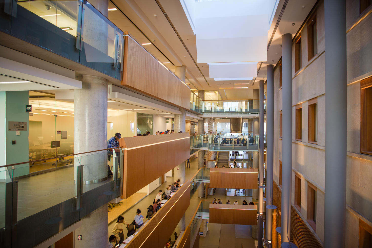 Inside view of courtyard of campus building.