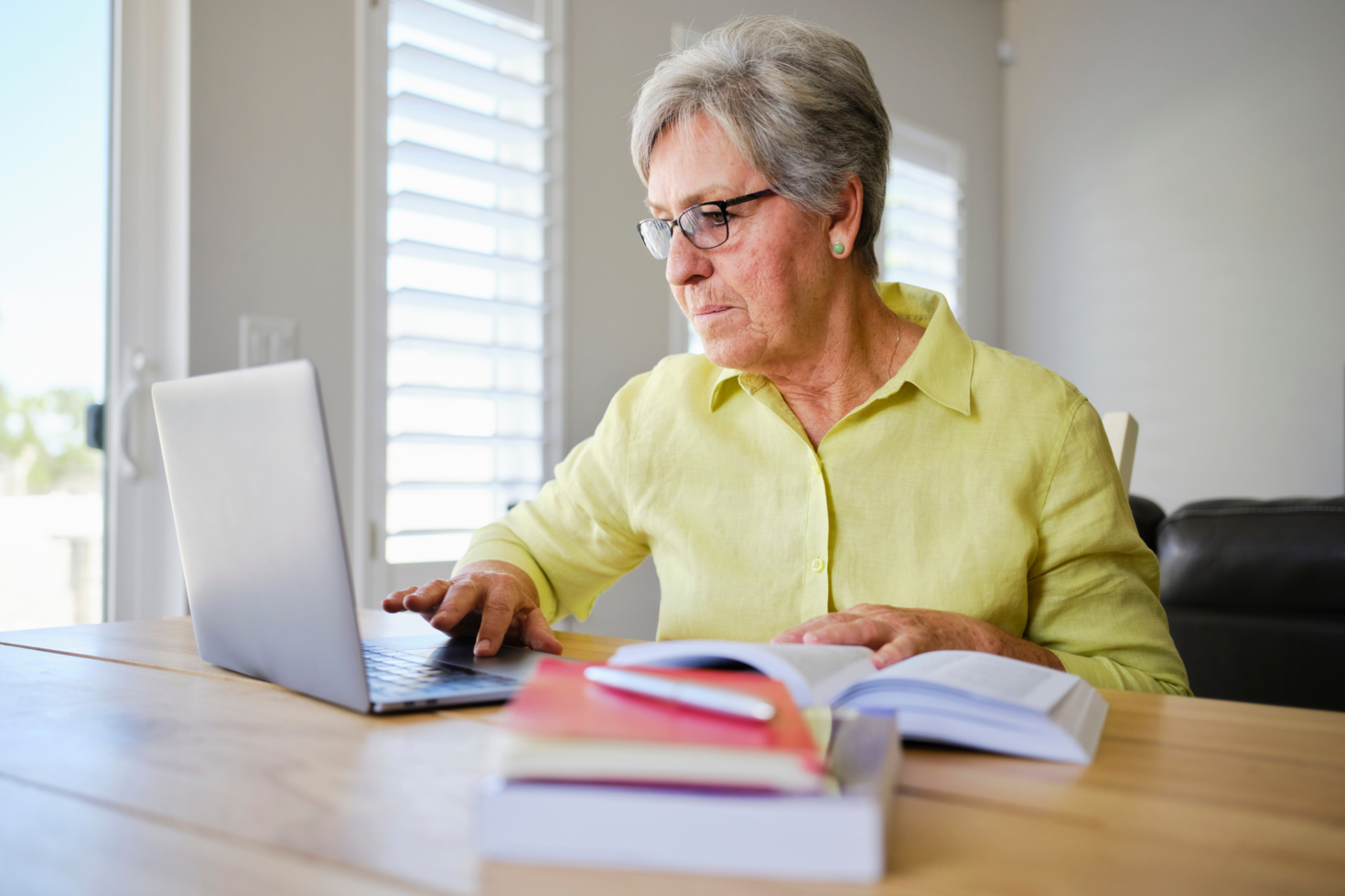 woman using laptop