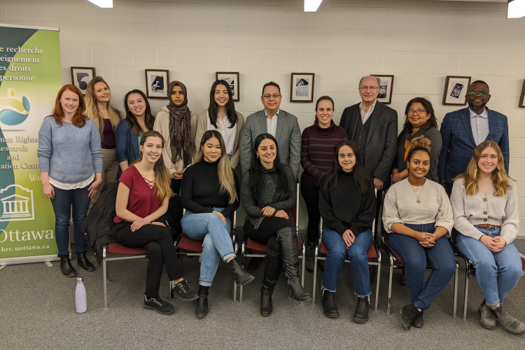 Group of students during a Clinic's training session in March 2020 with Professor Okafor.
