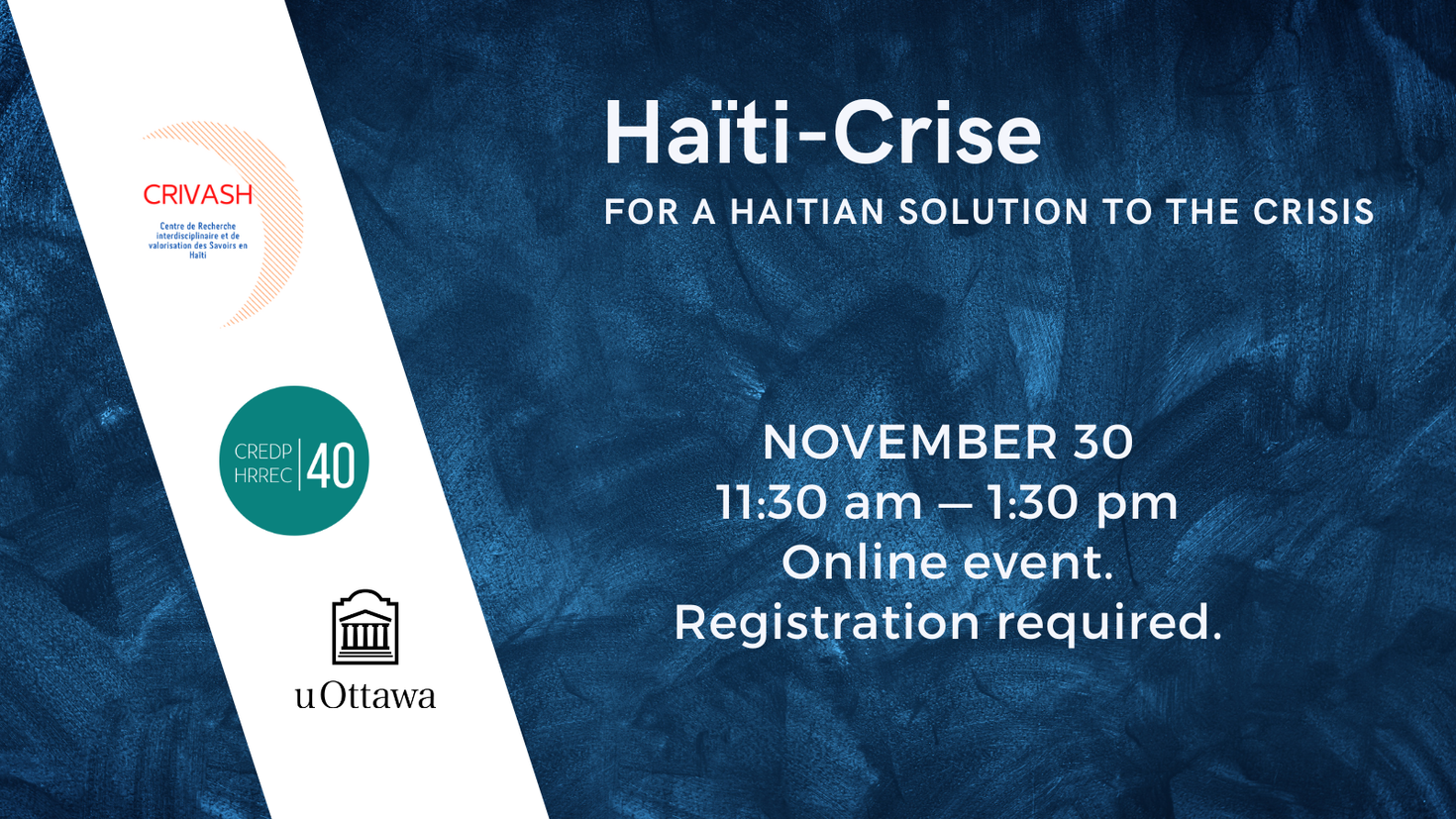 Webinar on November 30 - Haïti-Crise: For a Haitian solution to the crisis