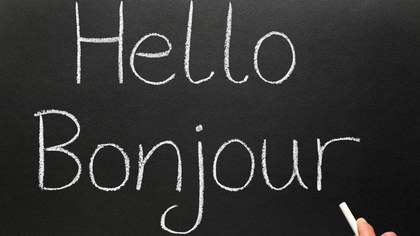 chalkboard that reads hello bonjour