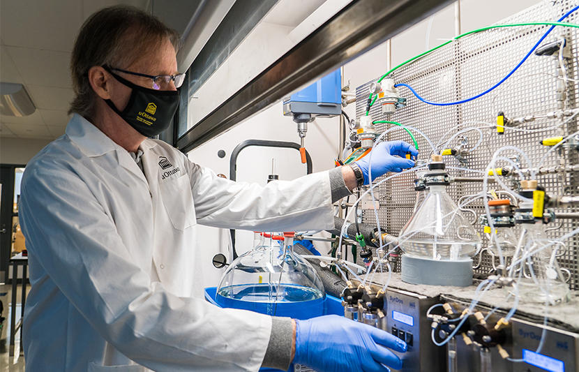 Michael Organ using his flow reactor