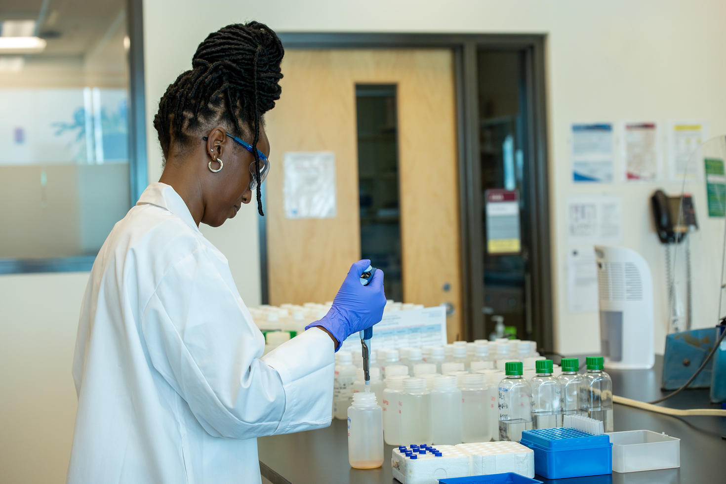 Researcher working in lab