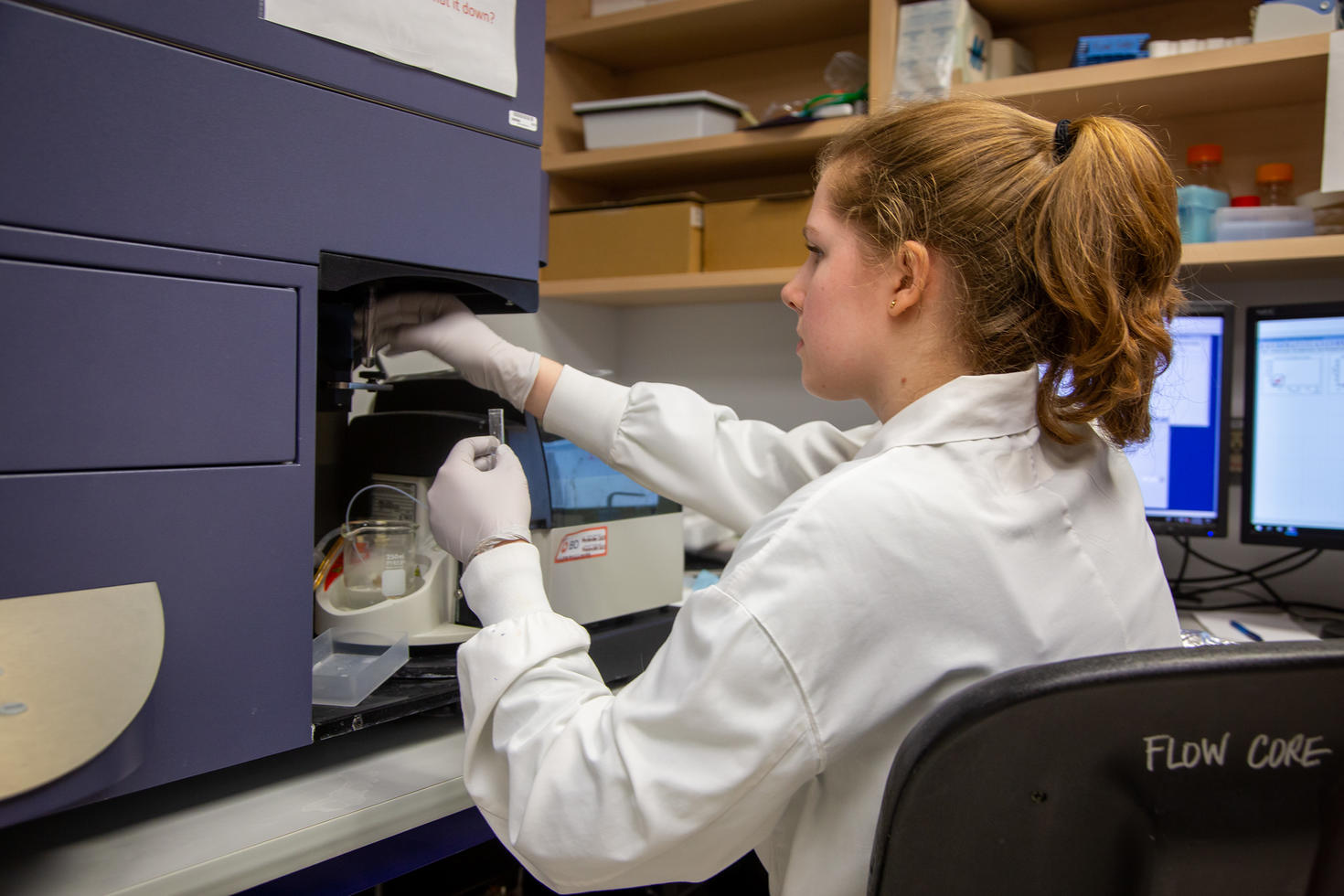Researcher running tests in a lab