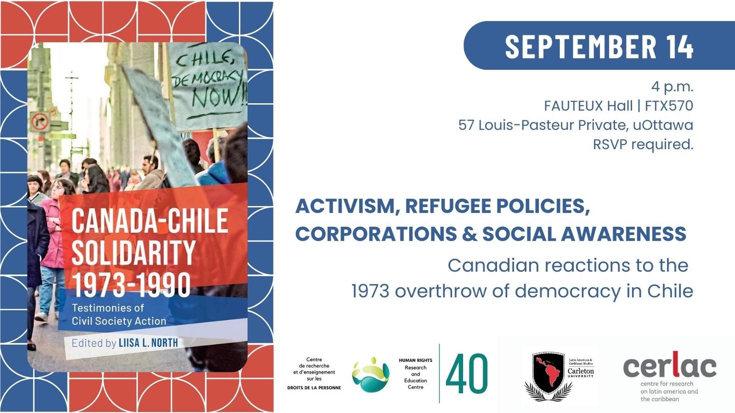 Activism, refugee policies, corporations & social awareness - Book launch of Canada-Chile Solidarity