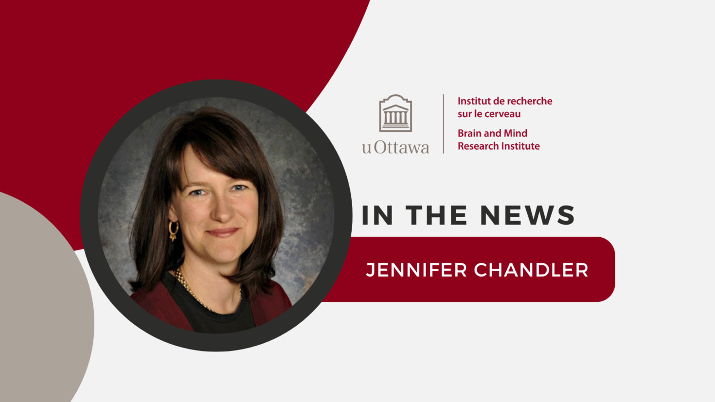 uOBMRI logo and text that reads "In the news. Jennifer Chandler". Featuring an picture of Jennifer Chandler.