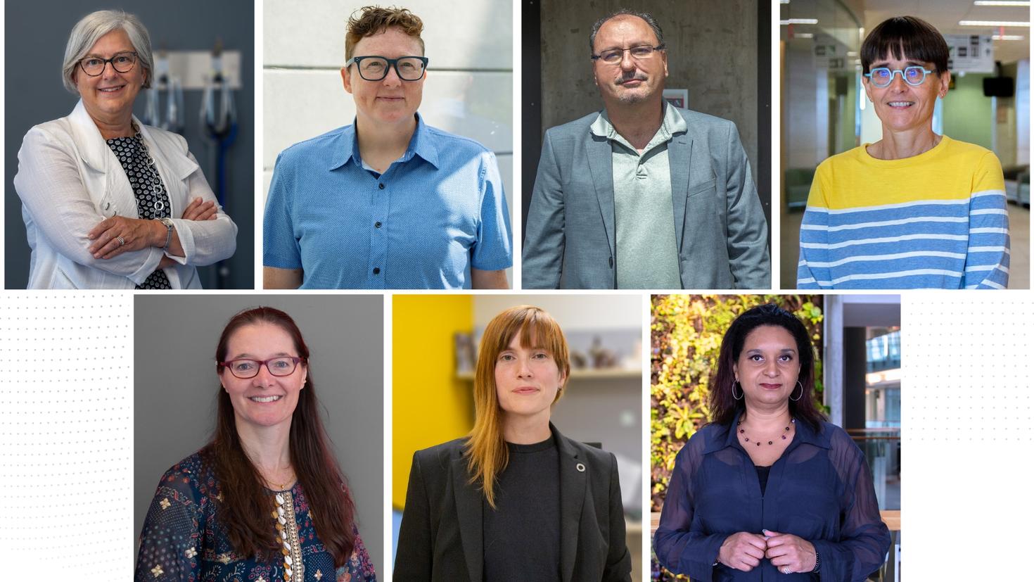 Royal Society of Canada inductees: Dawn Stacey, Jackie Dawson, Lionel Briand, Sylvie Grosjean, Marceline Côté, Constance Crompton and Monnica Williams