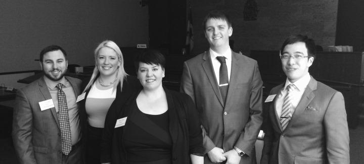 Team of five law students who won the Fox Intellectual Property Moot