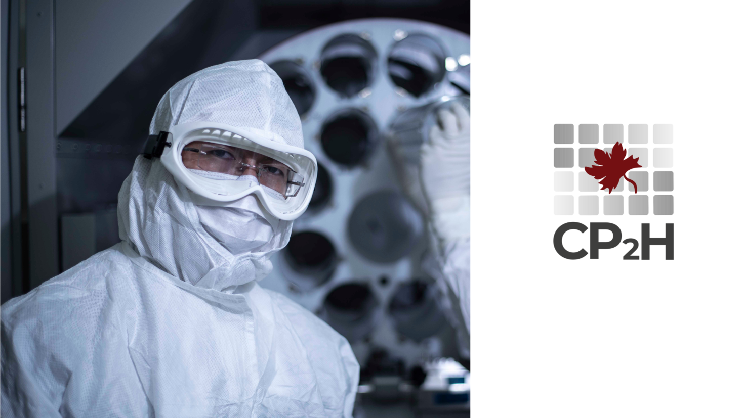 Scientists in a lab with CP2H logo