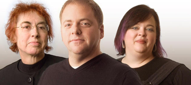 Jennifer Barrigar (right) pictured with Prof Ian Kerr (centre) and Carole Lucock (left)