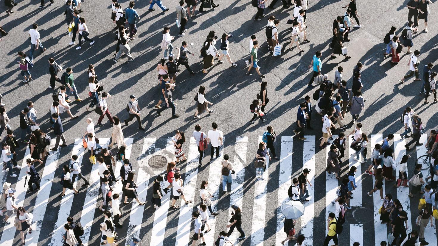 people crossing street