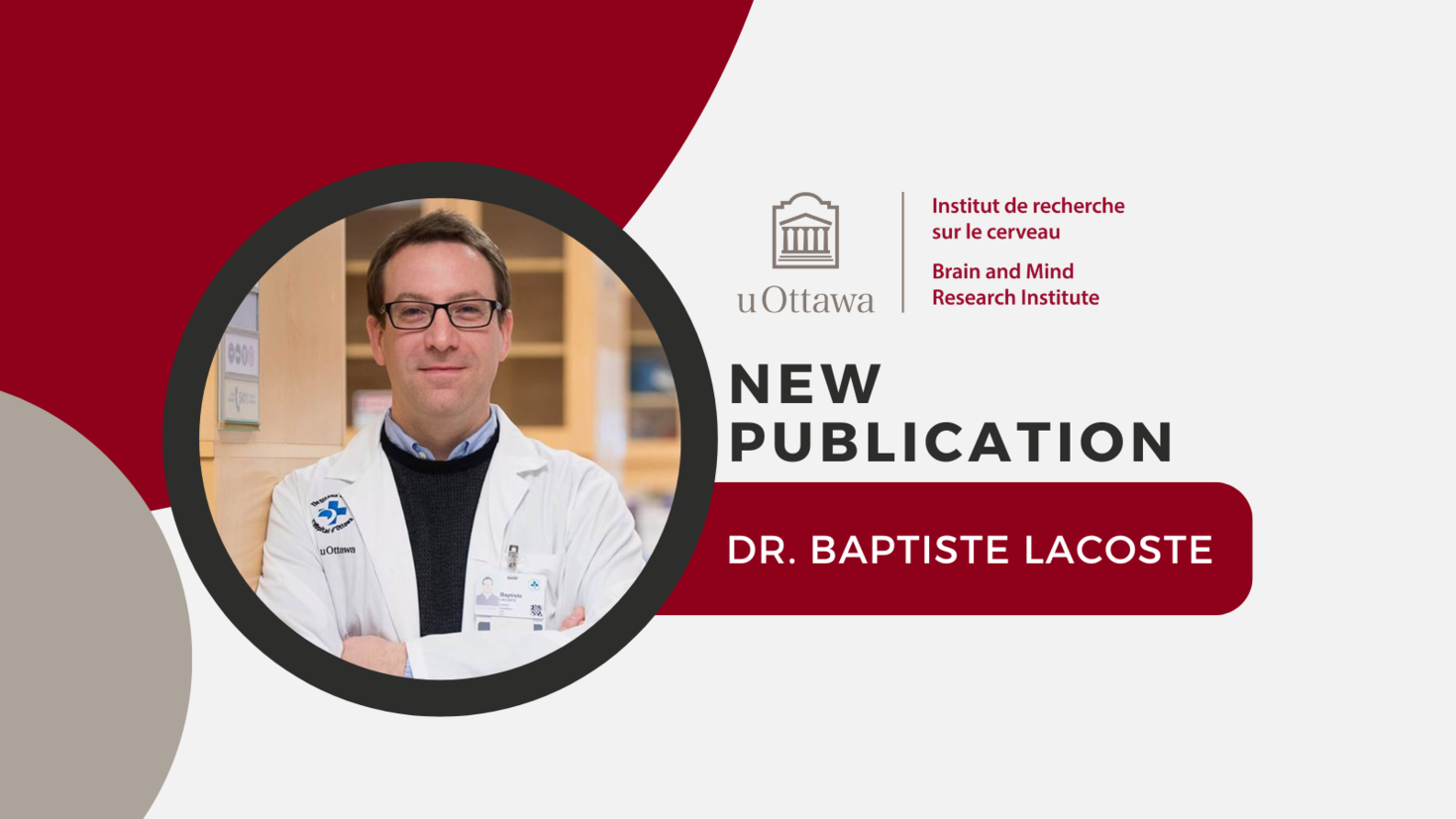 "New publication. Dr. Baptiste Lacoste" With his picture on the left side.