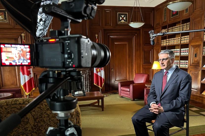 The Honourable Mahmud Jamal, Justice of the Supreme Court, being interviewed.