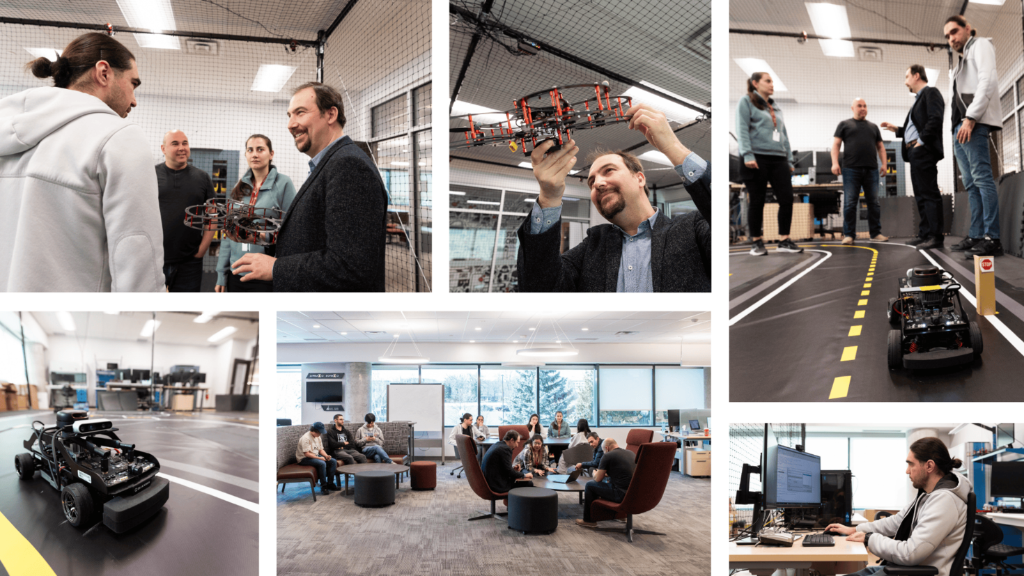A collage of the Smart Connected Vehicle Innovation Centre team at Kanata North