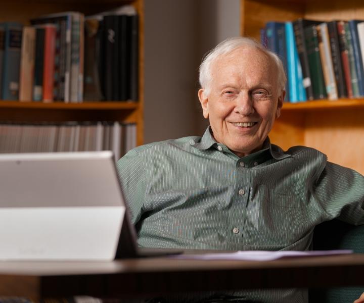 Professor Paul Corkum in his office at the NRC.