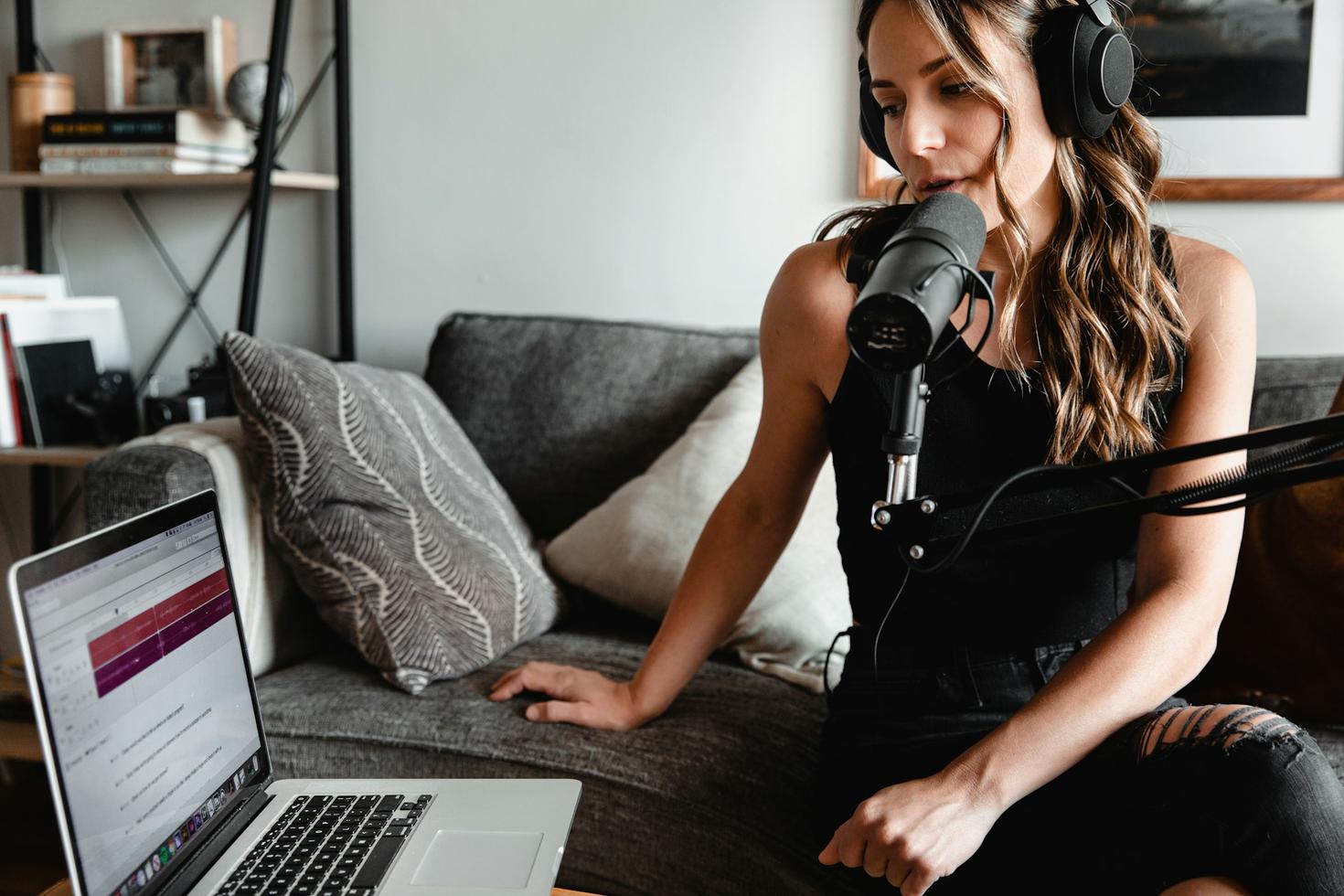 Female podcaster