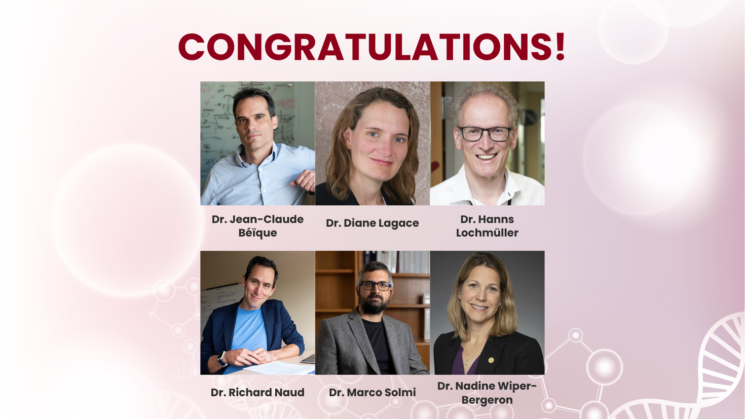 "Congratulations" with the pictures of the awardees displayed.